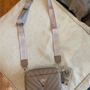 Valentino Orlandi Taupe Quilted Crossbody Bag